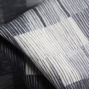 Marching Mono Stripes Washed Printed Linen
