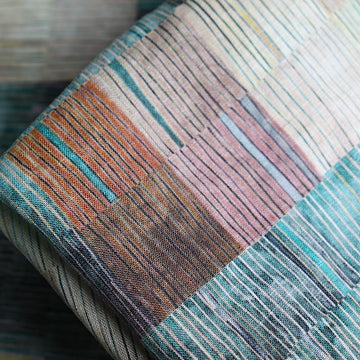 Marching Teal Stripes Washed Printed Linen