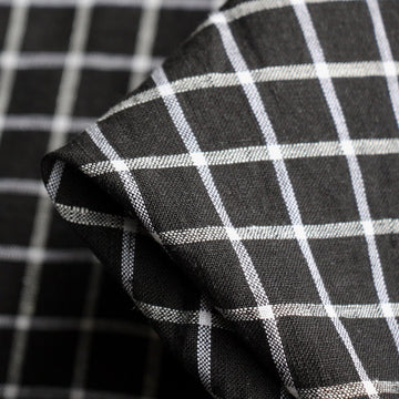 Chalk Grid Black Bio Wash Linen