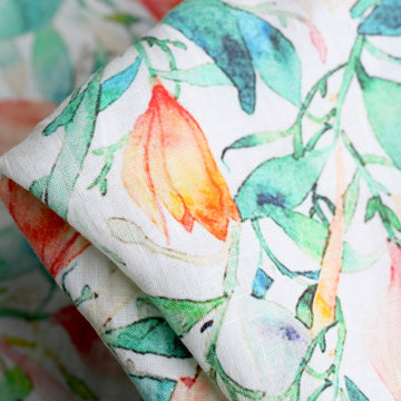 Watercolour Garden Washed Printed Linen