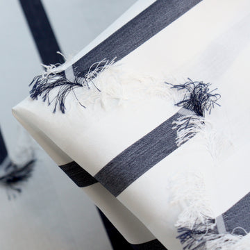 Fringed Ebony Blue Jacquard