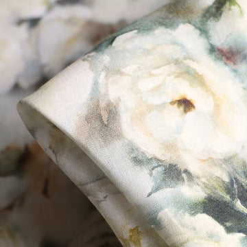 Mini Snow Roses Printed Linen