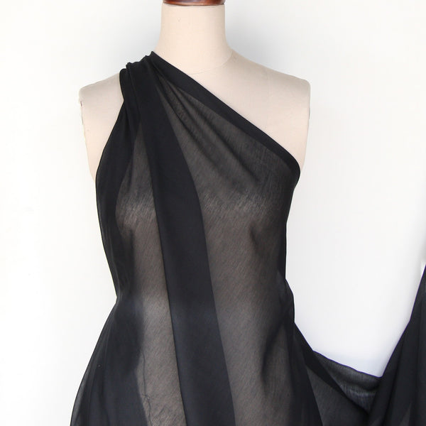 Black Silk/Cotton Voile