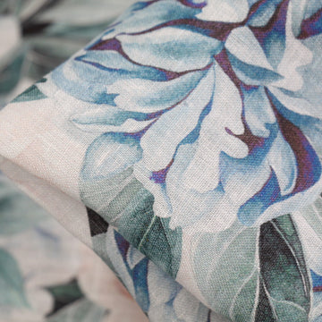 Ellie's Garden Teal Printed Linen