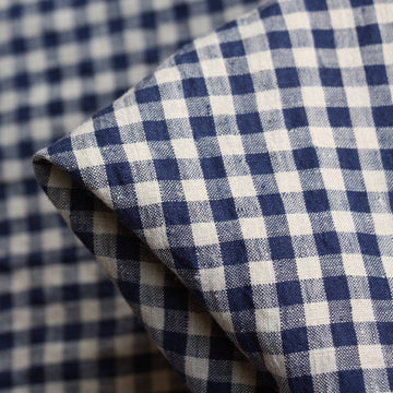 Abby Check Navy Washed Linen