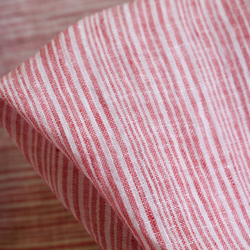 Red Stripe Washed Linen Gauze