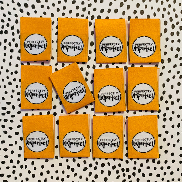 "PERFECTLY IMPERFECT" - woven sewing labels 8 Pack