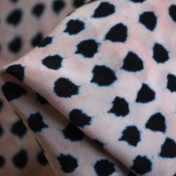 Ink On Pink Silk Crepe De Chine