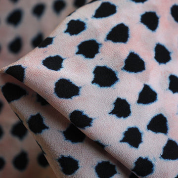 Ink On Pink Silk Crepe De Chine