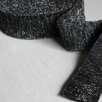 Metallic Fancy Elastic (50mm/ 2") - Black/Silver