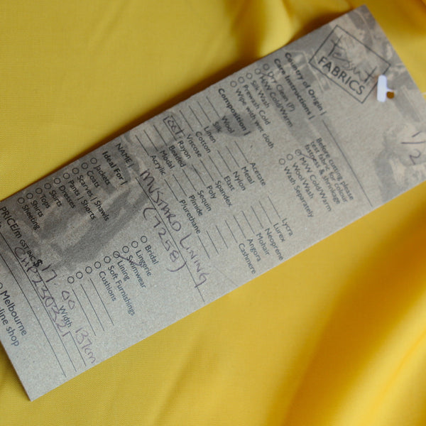 Mustard Rayon Lining (137cm wide)