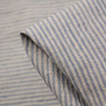 Wide Line Blue Washed Linen