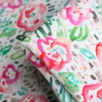 Red Rose Garden Printed Linen