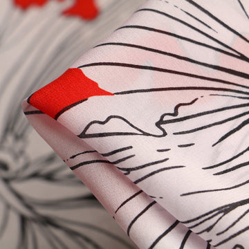 Floating Crimson - Silk Crepe De Chine