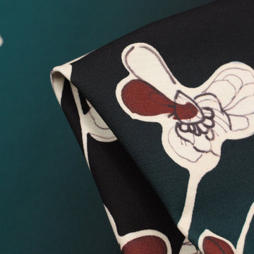 Flower Rows Teal - Printed Panel Ponti