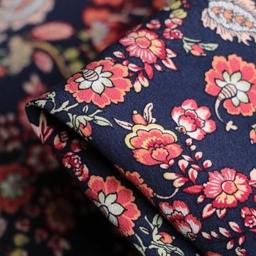 Midnight Jardin Viscose Crepe