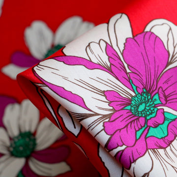 Chilli Blooms Viscose Poplin Sateen