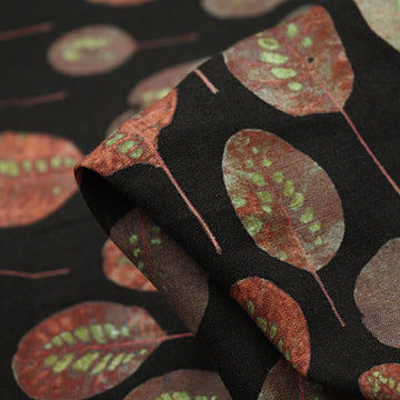 Autumn Leaves Washed Printed Linen