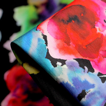 Rainbow Floral Stretch Poplin