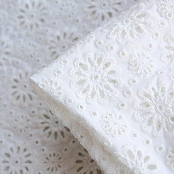 Ivory Flower Stretch Broderie Anglaise - Swimwear Fabric