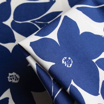 Blue White Floral Poplin