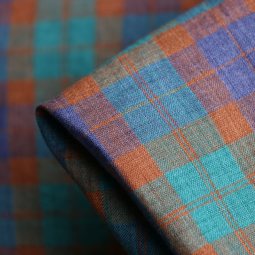 Brooklyn Check Turquoise Linen