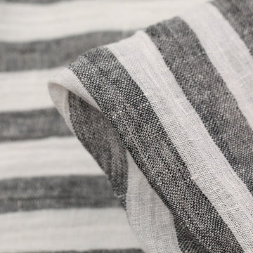 Riviera Black Stripe Crinkle Linen