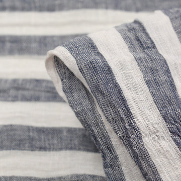 Riviera Indigo Stripe Crinkle Linen