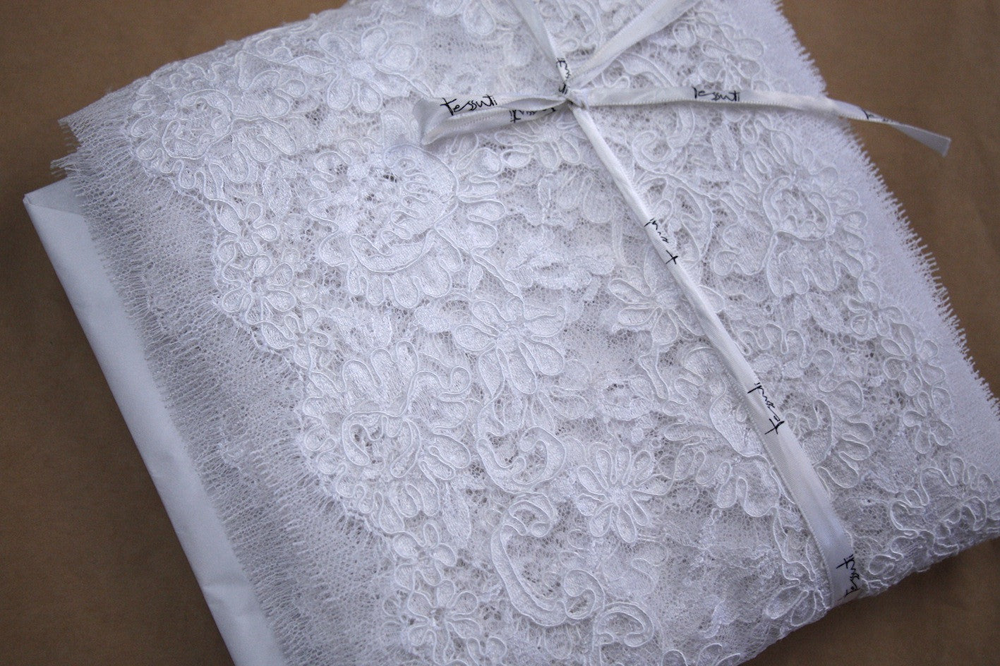 Corded Lace Fabric White 146cm