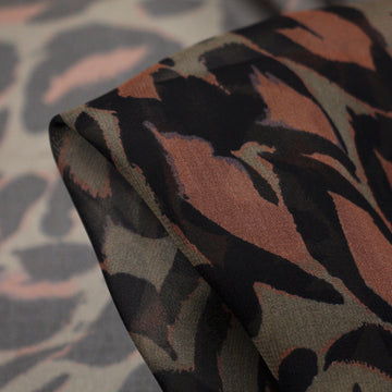 Last Chance of Camo Cat Khaki Silk Georgette