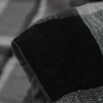 Ebony Check Yarn Dyed Crinkled Linen