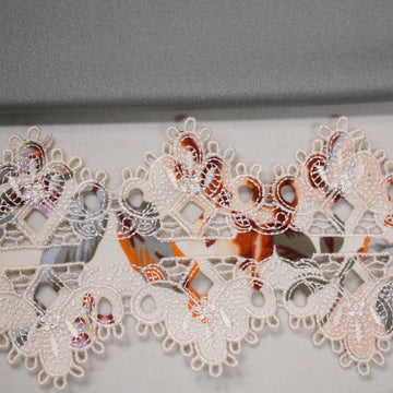 Apricot Floral Embroidered Swimwear Trim