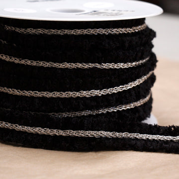 Black/Silver Chain Braid Trim
