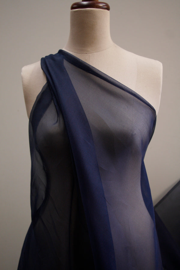 Blue French Navy Silk Organza