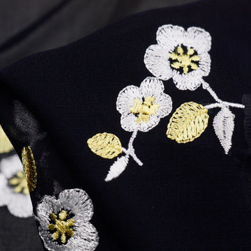 White Flower River - Embroidered Georgette