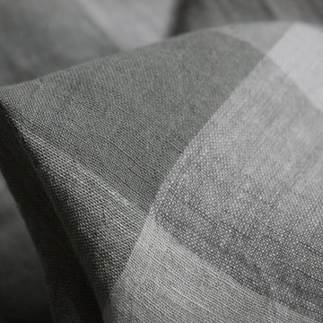Washed Crinkle Grey Check Linen
