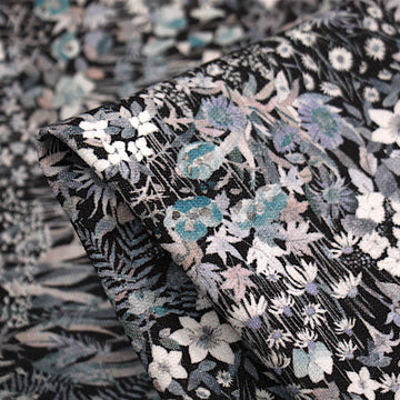 Grey Faria Flowers - Fleece - Liberty Fabric