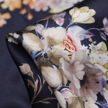 Midnight Blooms - Silk Satin