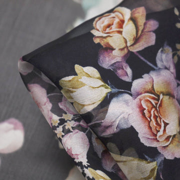 Midnight Blooms - Silk Chiffon
