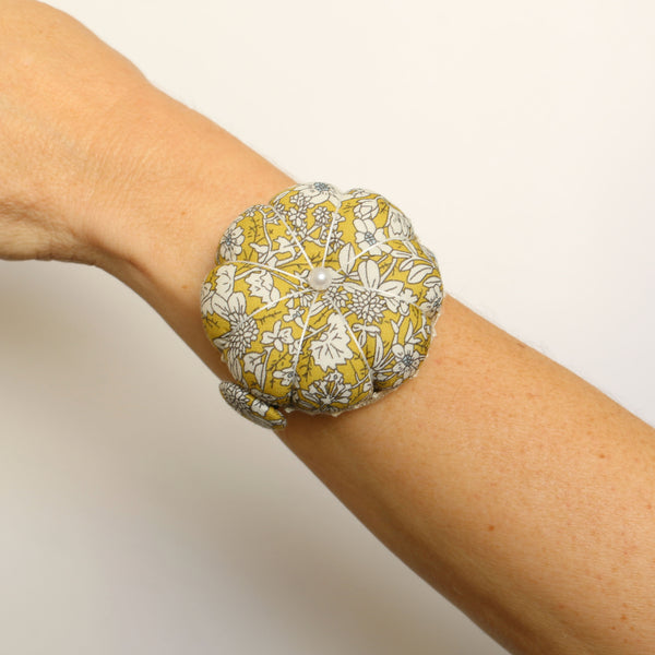Wrist Pin Cushion - Mustard Floral