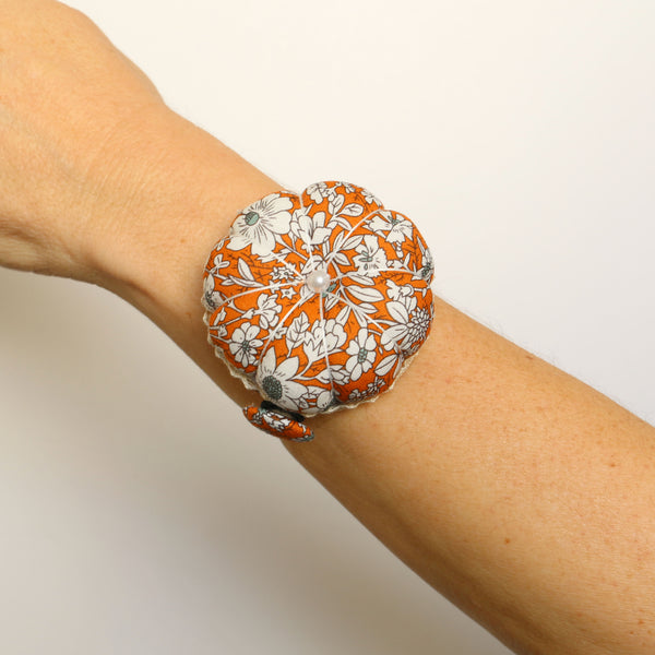 Wrist Pin Cushion - Orange Floral
