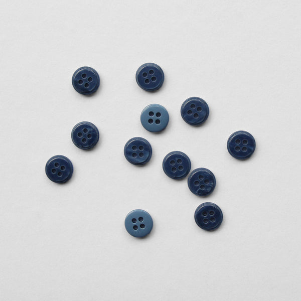 Mottled Shiny Button - Denim Blue - 13mm