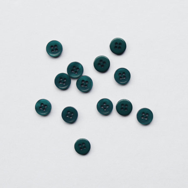 Flat Sateen Shirt Button - Teal - 12mm