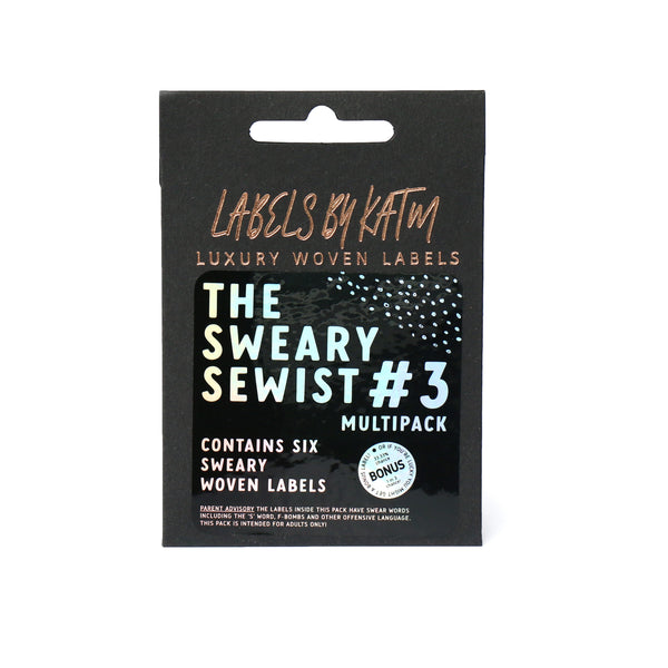 KATM Woven Labels  - Sweary Sewist #3 - assorted woven sewing labels 6 Pack