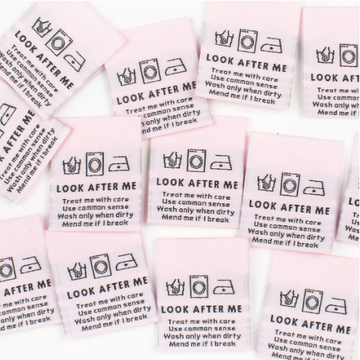 "LOOK AFTER ME" - woven sewing labels 8 Pack