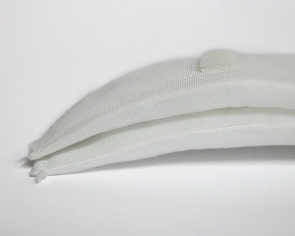 White Covered Shoulder Pads with Velcro - 7mm - Set in sleeve