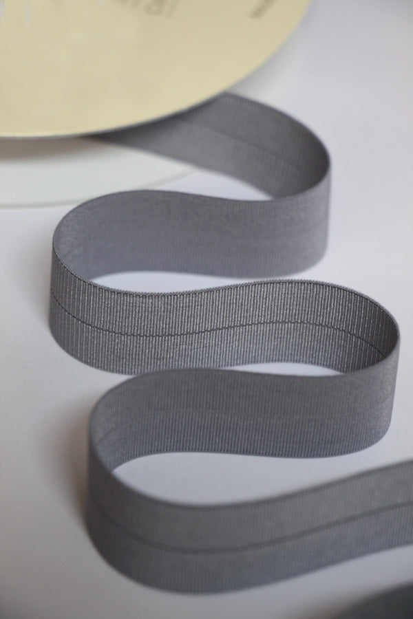 24mm Stretch Fold-Over Binding - Silver Grey