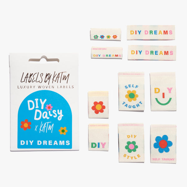 KATM Woven Labels - "DIY DAISY" by DIY Daisy x KATM - woven sewing labels 10 Pack