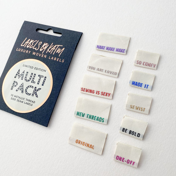 KATM Woven Labels - * Limited Edition * MULTI PACK - Metallic Side Seam Labels - Mixed 10 Pack