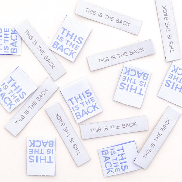 KATM Woven Labels - NEW "THIS IS THE BACK" (Dual Pack) -  woven sewing labels 8 Pack